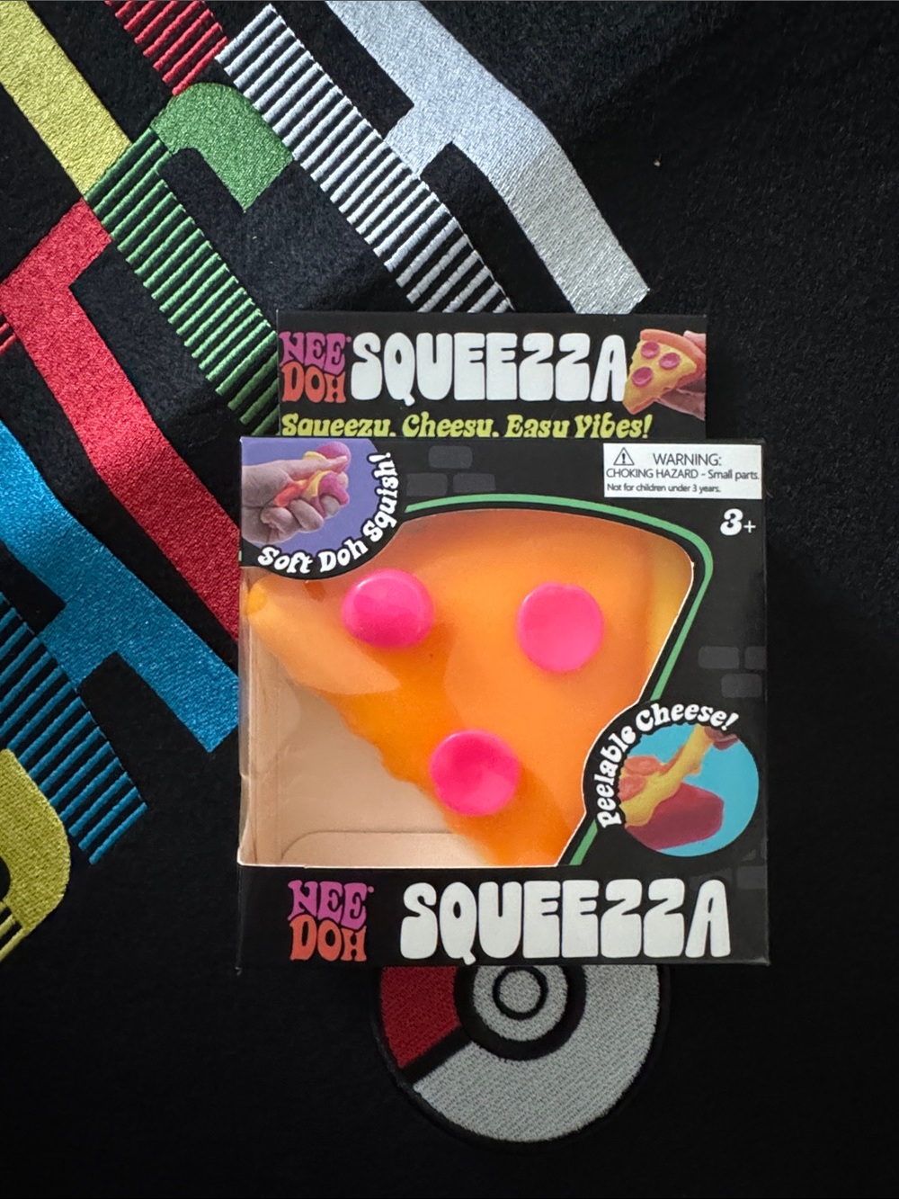 Needoh Soft Pizza Squeeze Toy - Orange with Pink Toppings